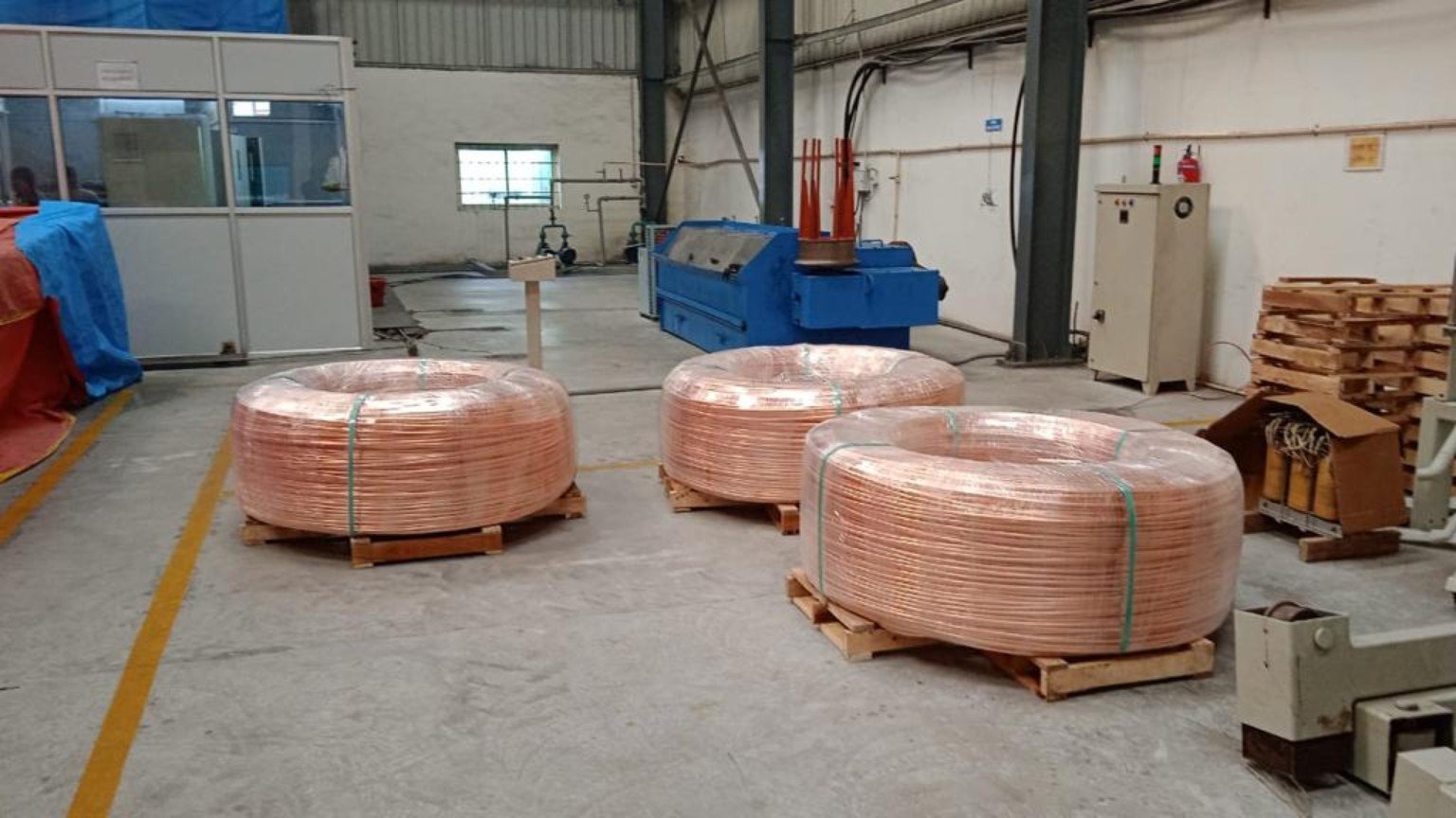Packed copper rod coils